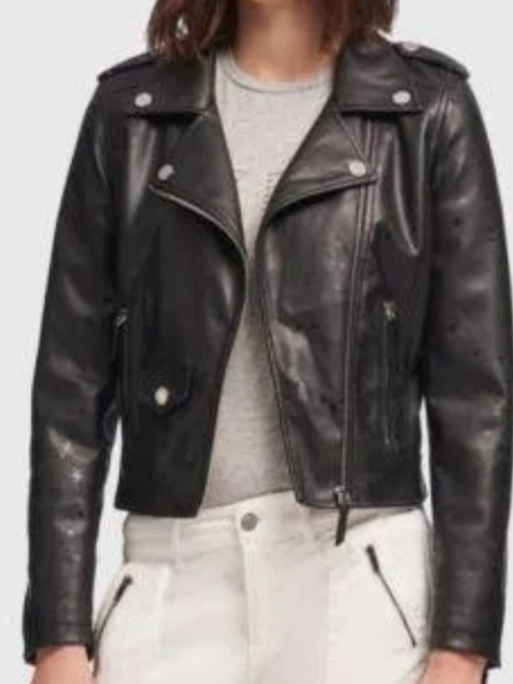DKNY Black Leather Biker Jacket
